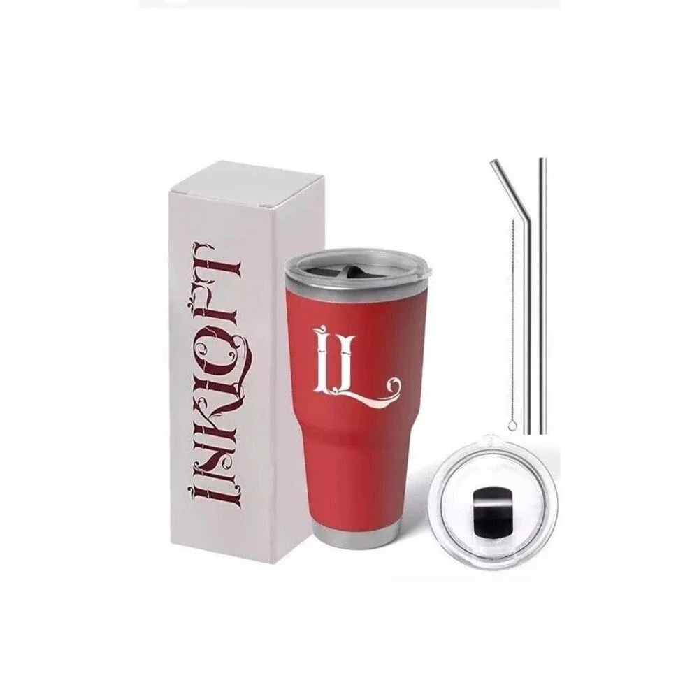 30oz Tumbler Cup with Lid &Reusable Straw, Insulated  Travel Coffee Mugs Inkloft